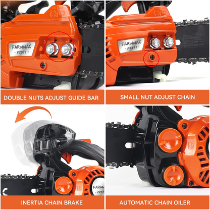 Top Handle Chainsaw 25CC 12-Inch – 2-Cycle Gas Arborist Saw, 12000 RPM, Low-Kickback Chain, Anti-Vibration, 5.5 lbs Lightweight Design