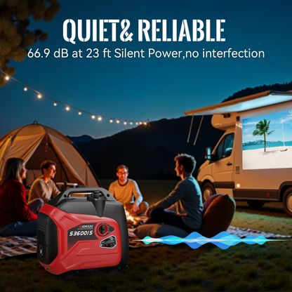 Inverter Generator Portable Ultra Quiet - 2500W/3600W/4000W/4500W, CO Auto Shutoff, ECO Mode, Parallel Ready, Clean Power THD<3% for Camping, RV, Home Backup, Yard & Lawn