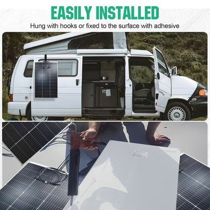 Flexible Solar Panel 125W 18V 18BB Monocrystalline Solar Cell Bendable 30 Degree Ultra-Thin Lightweight for 12V Battery Charge RV Boat Camper Van Roof Camping Outdoor Hiking