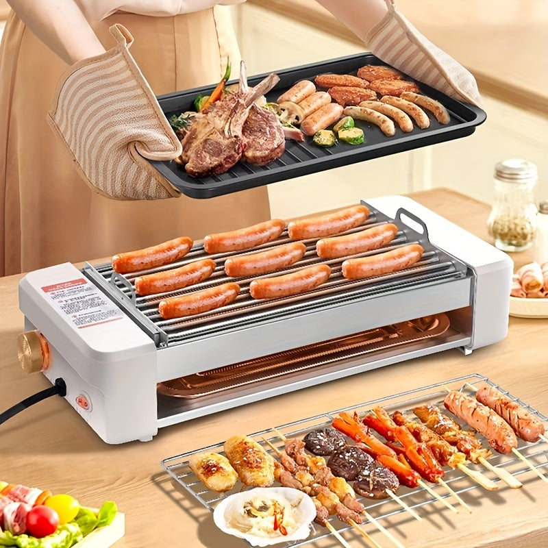 Sausage Grill 4-in-1 Multifunctional Electric Hot Dog Roller – Non-Stick Countertop Cooker with Adjustable Temperature, Detachable Panel, Silicone Oil Brush & Grill Holder – Easy Clean, Kitchen & Dorm Use