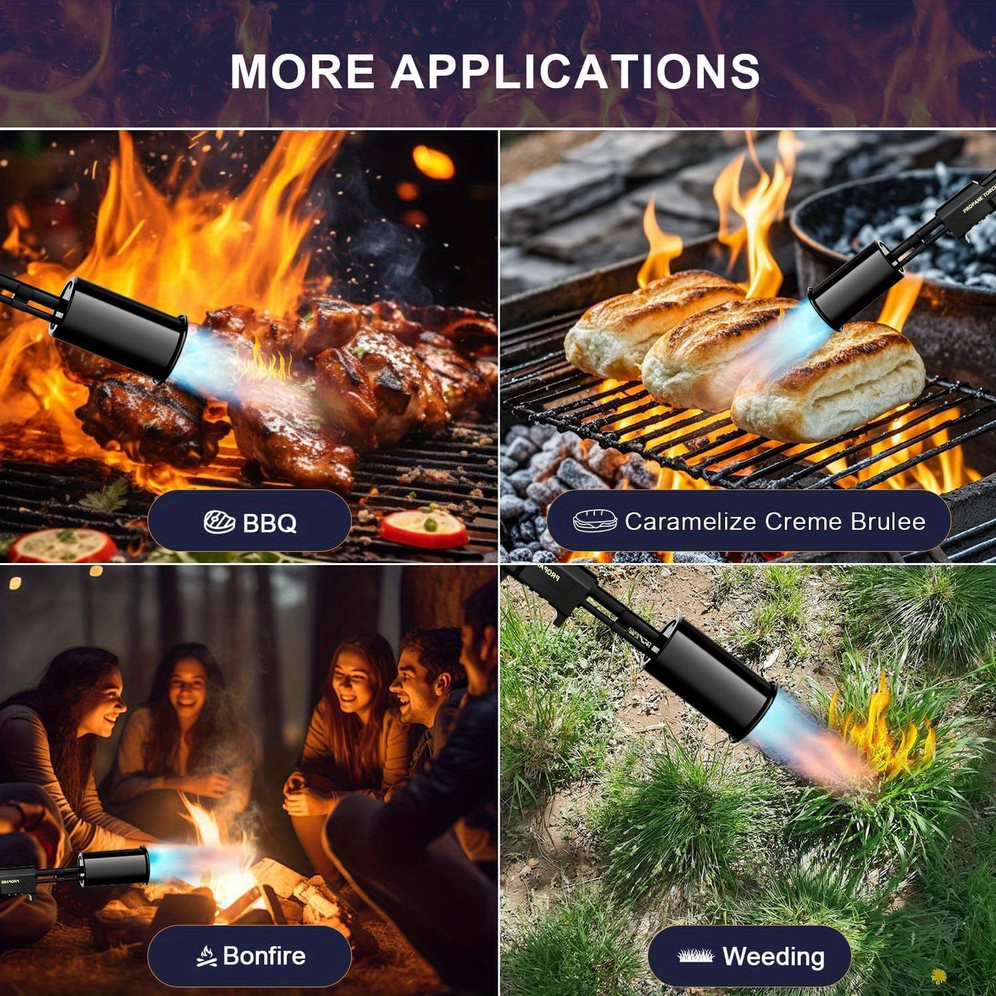 Blow Torch 700,000 BTU Propane Kitchen Cooking Torch with Safety Lock – Culinary Food Torch for Steak, Creme Brulee, BBQ, Campfire & Weed Burning, No Battery Needed (Propane Not Included)