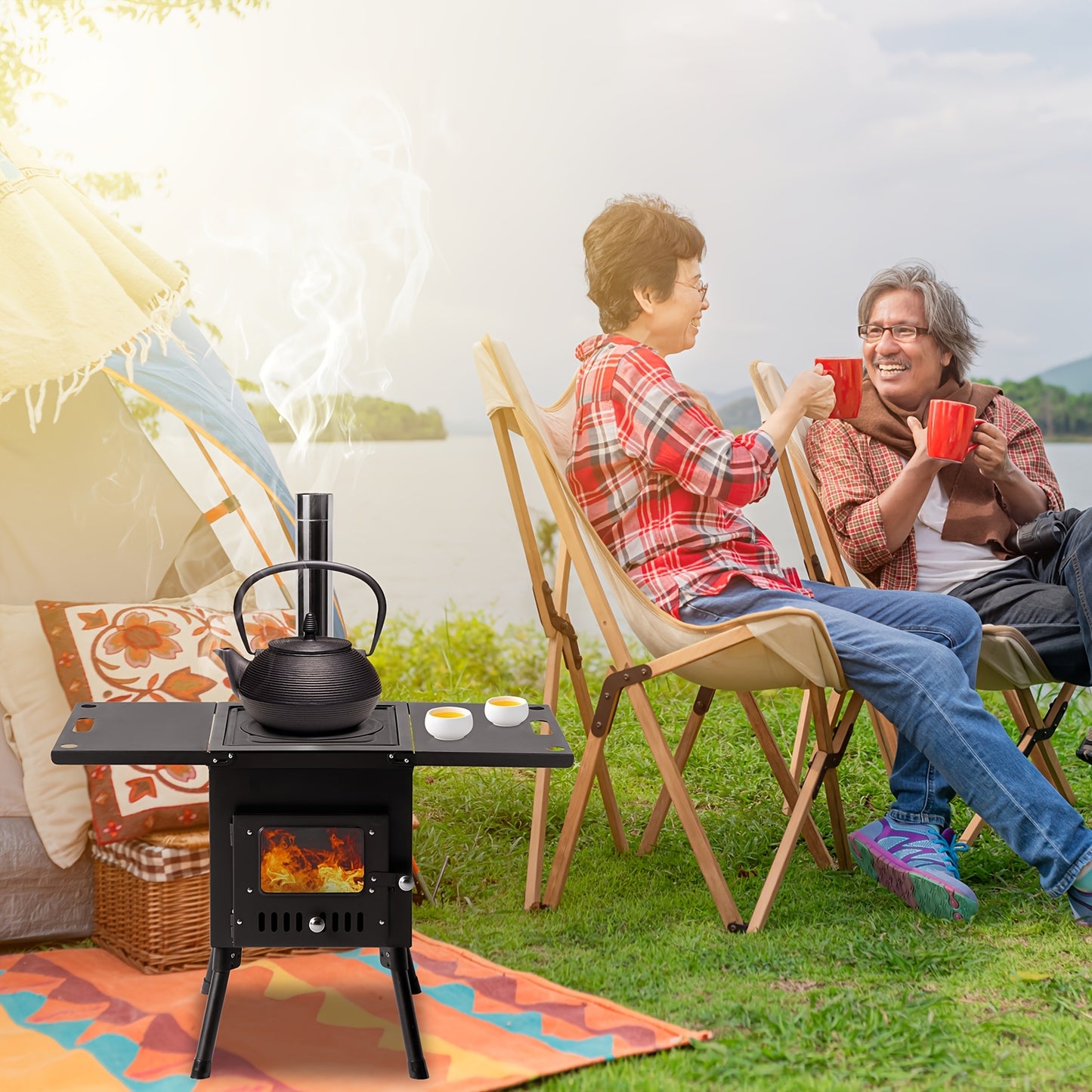 Tent Wood Stove Portable | Camping Heating Cooking Hot Tent Winter