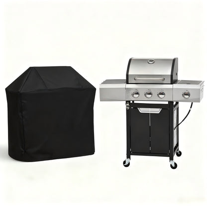 Propane Gas Grill Stainless Steel 3 & 4 Burner Outdoor BBQ Grill with Side Burner, Grill Cover & 344 Sq In Cooking Surface