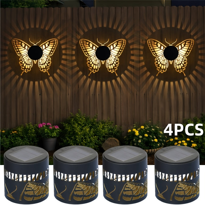 Solar Fence Lights Mandala Metal Lantern Outdoor Butterfly Garden Decor IP65 Waterproof Solar Powered Deck Step Wall Light for Patio Backyard Yard Xmas