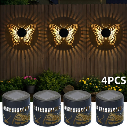 Solar Fence Lights Mandala Metal Lantern Outdoor Butterfly Garden Decor IP65 Waterproof Solar Powered Deck Step Wall Light for Patio Backyard Yard Xmas