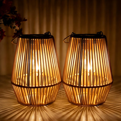 Solar Bamboo Lights Bohemian Style Outdoor Hanging Decoration for Garden Patio Deck Porch Tree Lawn Halloween Christmas 1/2/4pcs