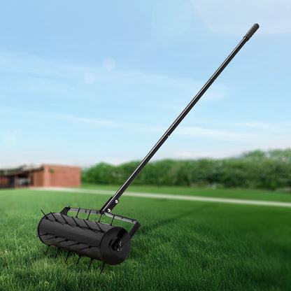 Rolling Lawn Aerator Heavy Duty - Manual Spike Aerator with Detachable Adjustable Handle, 27 Iron Spikes, Rust-Resistant for Garden Yard Patio Compacted Soil - Available in 18 & 21 Inch