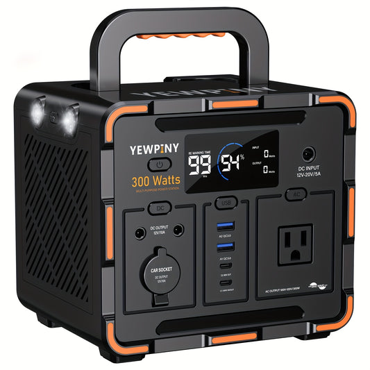 Outdoor Power Station 300W / 600W Fast Charging | 259Wh 599Wh Lithium Solar Generator AC DC USB | Camping Hunting Home Power Outage Backup