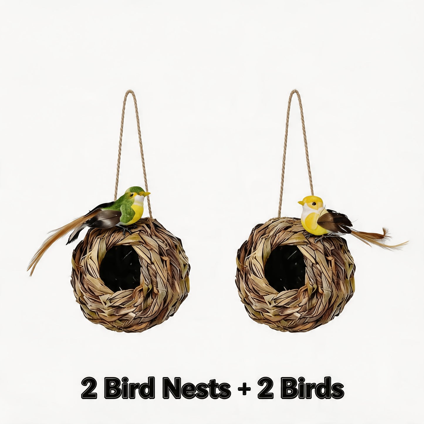 Hummingbird Nest House Handwoven Outdoor Garden Patio Bird Nest - Spherical Design Comfortable Nesting Shelter for Small Birds, Wildlife Habitat Decor