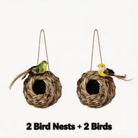 2pcs Bird Nest + 2pcs Simulated Baby Bird