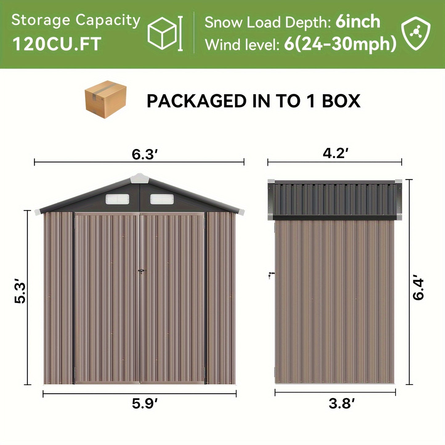 Metal Shed with Floor | Galvanized Steel Backyard Pool Bike Storage