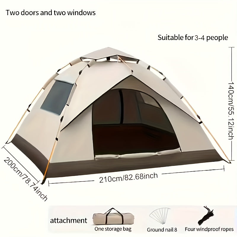 Instant Setup Camping Tent 1-4 Person All Season Dual Door Windproof
