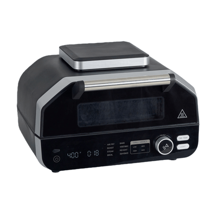 Air Fryer Grill Combo 8-in-1 Electric Indoor BBQ – Large Non-Stick Surface, Fry Basket Included | Grill, Bake, Roast & Dehydrate | 16x18x10.5 in Countertop Steak Grill