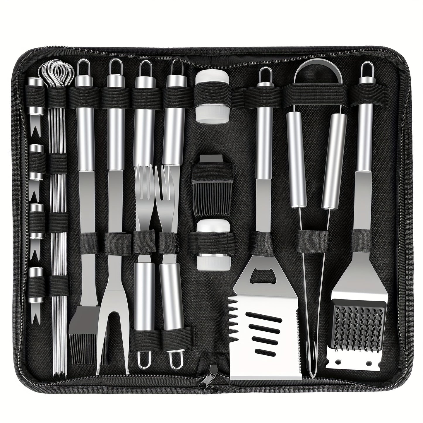 BBQ Grill Accessories Set 15/24PC – Stainless Steel Barbecue Tools Kit for Outdoor & Camping