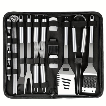 BBQ Grill Accessories Set 15/24PC – Stainless Steel Barbecue Tools Kit for Outdoor & Camping