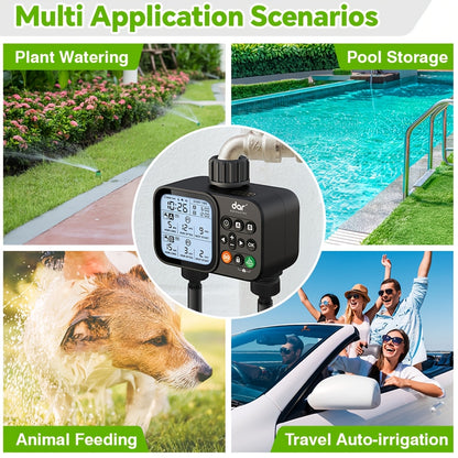 2 Zone Sprinkler Timer Garden Hose Water Timer with Rain Delay Programmable Faucet Controller