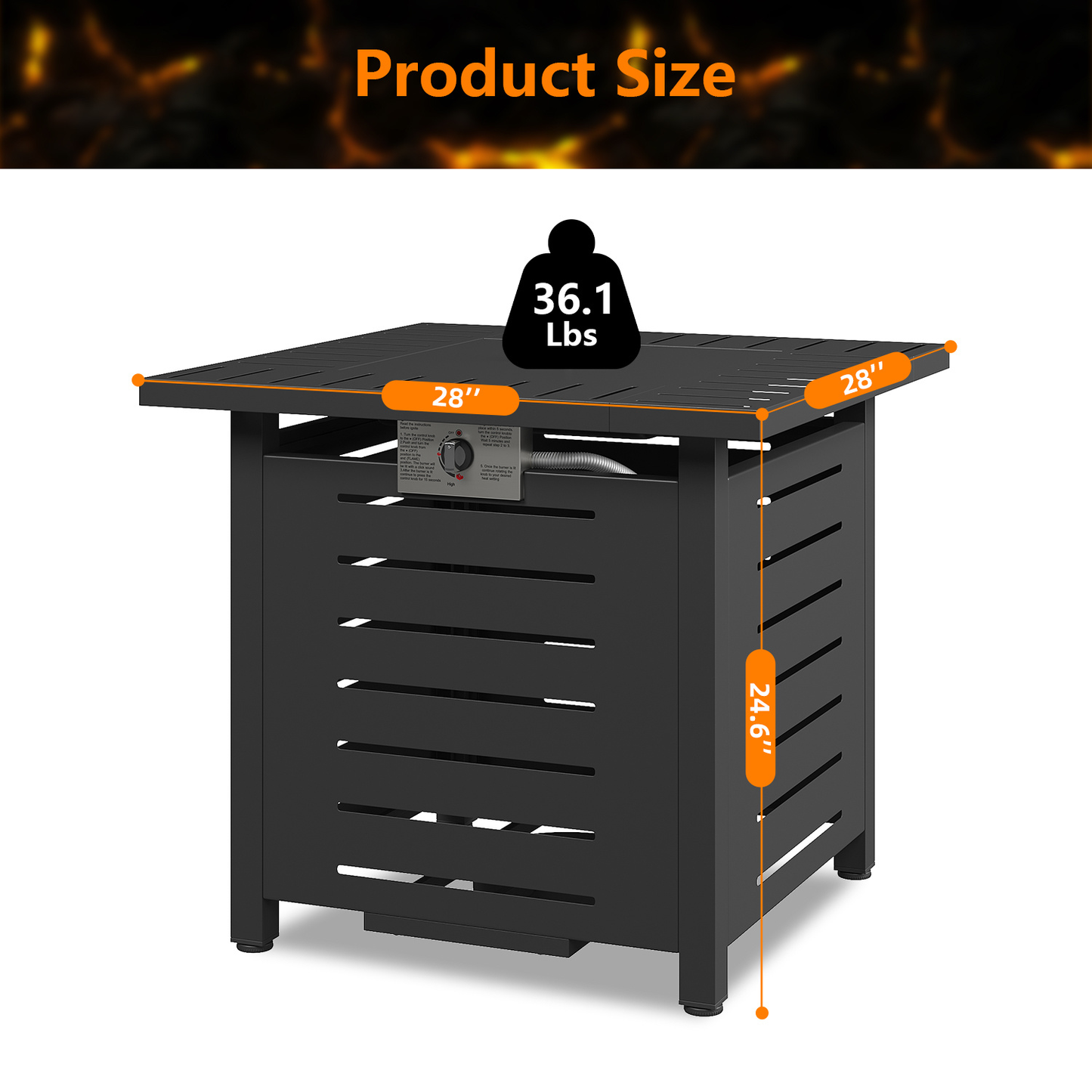 Propane Fire Pit Table Outdoor 50,000 BTU Gas Fire Table with Lid Lava Rocks & Waterproof Cover for Patio Backyard Deck Black Brown 40"/44"