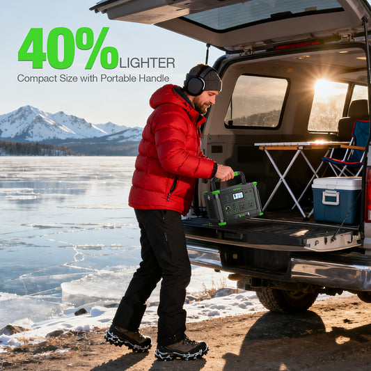 Battery Backup Power Station 1000W 999Wh | 2000W Peak Pure Sine Wave AC 110V PD 60W USB-C Solar Generator | Camping Home Emergency Road Trip