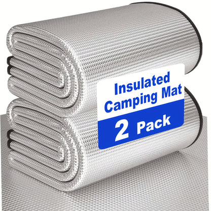 Insulated Camping Mat 2-Pack Aluminum Foil EPE Foam Foldable Moisture-Proof Outdoor Picnic Mat 78x39in – Portable Lightweight All-Season Ground Pad