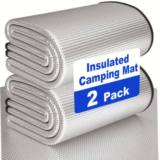 Insulated Camping Mat 2-Pack Aluminum Foil EPE Foam Foldable Moisture-Proof Outdoor Picnic Mat 78x39in – Portable Lightweight All-Season Ground Pad