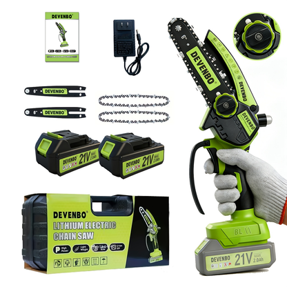 Cordless Mini Chainsaw 6-Inch, Handheld Pruning Saw with Rechargeable Battery, Adjustable Chain Tension, Safety Lock & Anti-Splash Guard for Branch Trimming in Yard, Garden & Home