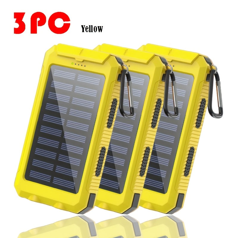 Solar Charger 12800mAh Portable Power Bank - Dual USB 5V Output, LED Flashlight, Outdoor Backup Battery for All Cell Phones, Camping, Hiking & Emergency Use
