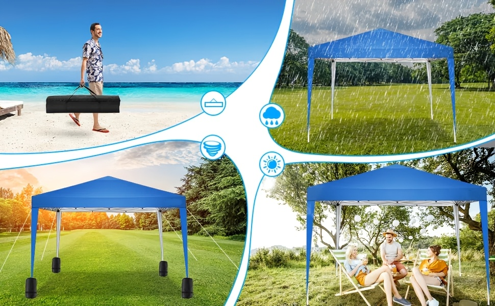 Pop Up Canopy Tent 10x10ft UPF50+ Waterproof Portable Gazebo Sandbags