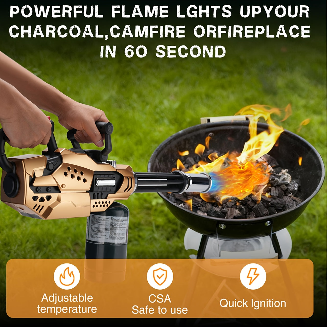Cooking Torch Butane Blow Torch with Adjustable Flame & Detachable Design – Kitchen Culinary Torch for Creme Brulee, Searing Steak, BBQ, Camping & Welding (Tank Not Included)