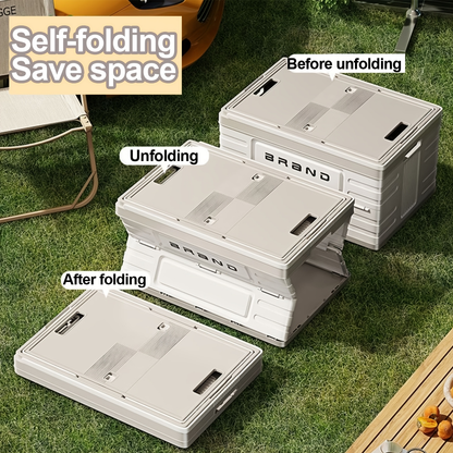 Collapsible Storage Bin with Lid and Handle 7.93Gal Foldable Plastic Crate Stackable Portable Tote Box for Camping Fishing Car RV Office Home Garage