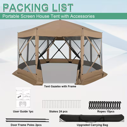 Pop-Up Canopy Tent 15ft Mosquito Net Screen House Waterproof UV50+