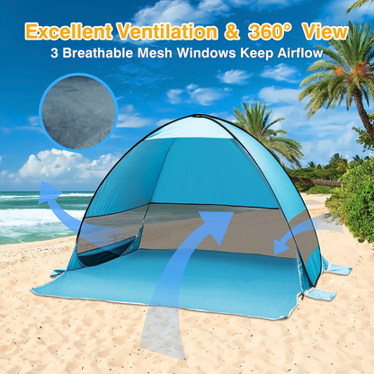 Beach Tent Pop Up Sun Shade 2-3 Person Anti-UV with Carry Bag