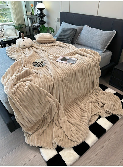 Fleece Blanket Double-Sided 3D Faux Rabbit Fur Throw – Ultra-Soft Thick 300-350g/m² for Home, Office, Travel & Camping, Multiple Sizes & Colors