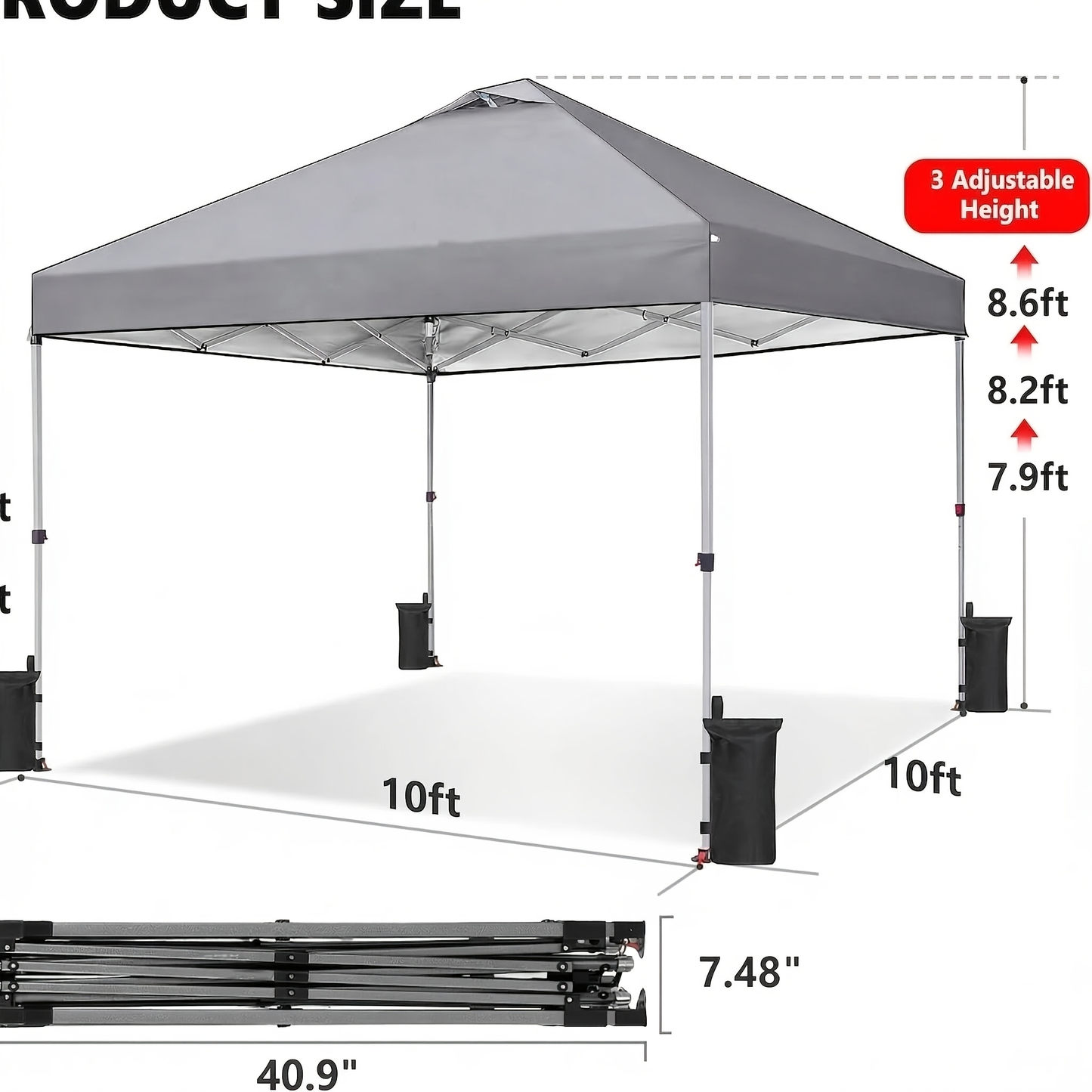 10x10 Pop Up Canopy Tent Heavy Duty - 1-Person Easy Setup, Wheeled Carry Bag, Portable Gazebo