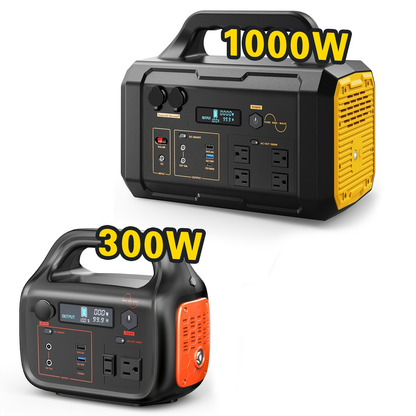 Solar Generator Portable Power Station 293Wh/1075Wh – 300W/1000W AC Outlet, 2 DC Ports, 3 USB Ports, Battery Backup for Camping, Outdoor Trips & Emergencies