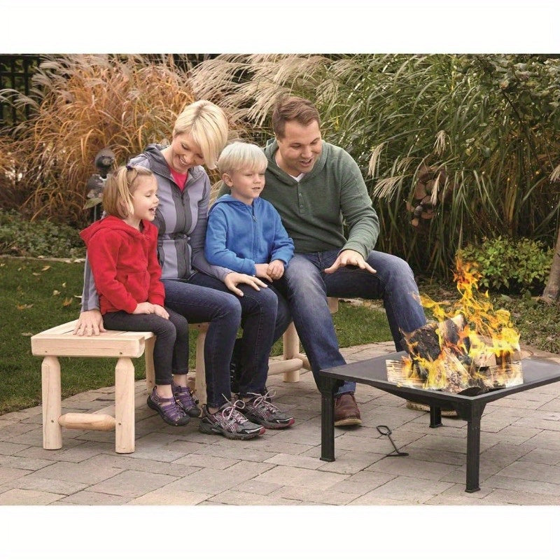 Curved Fire Pit Bench Outdoor - Rustic Softwood Log Seat for Backyard Bonfires, Cozy Fire Pit Gatherings & Patio Seating