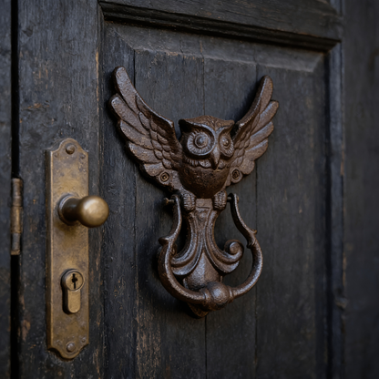 Cast Iron Owl Door Knocker Vintage Rustic Wrought Iron Door Handle Farmhouse Gate Pull Decorative Home Entryway Housewarming Gift