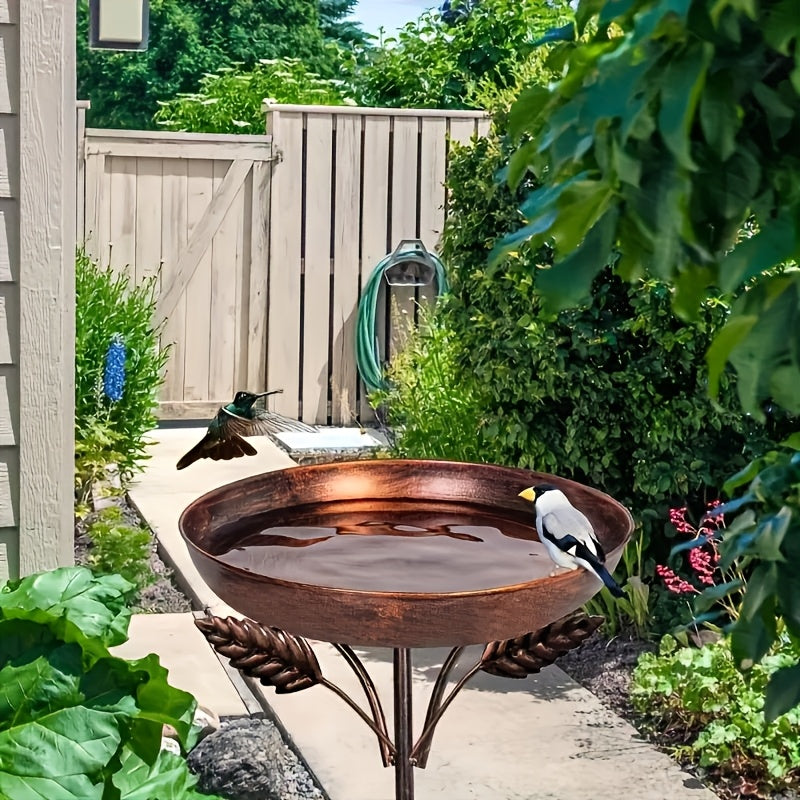 Bird Bath | Vintage Pedestal Iron Copper Floral Garden Bird Watching