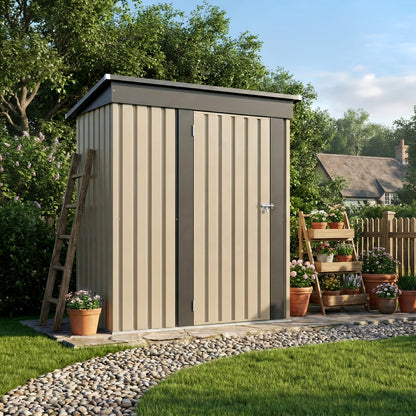 Garden Storage Shed | Metal Lockable Tool Backyard Waterproof Compact