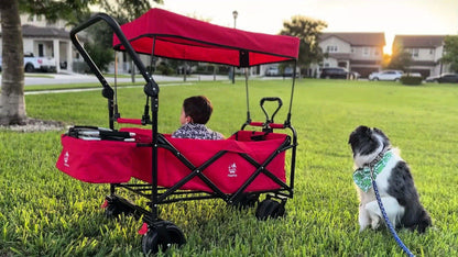 Folding Wagon Cart Heavy Duty | All Terrain Beach Camping Garden Canopy