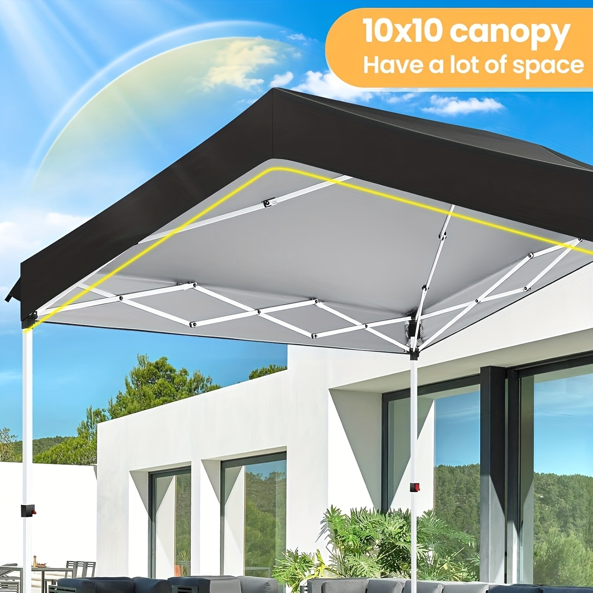 Pop Up Canopy Tent 10x10 FT 1-Key Center Lock 3 Heights Carry Bag