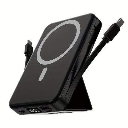 10000mAh Mobile Power, 22.W Magnetic Charging Treasure, Comes with Convenient Dual Cable, with LED Power Display, Stand Mobile Power, Can Charge 5 Devices At The Same Time, Comes with Stand, Can Be On The Plane