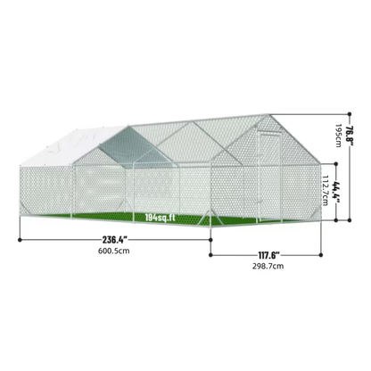 Metal Chicken Run Walk-in Poultry Enclosure with UV Protection - Dome Flat & Spire Roof Styles, Spacious Outdoor Backyard Farm Chicken Pen, Multiple Size Options