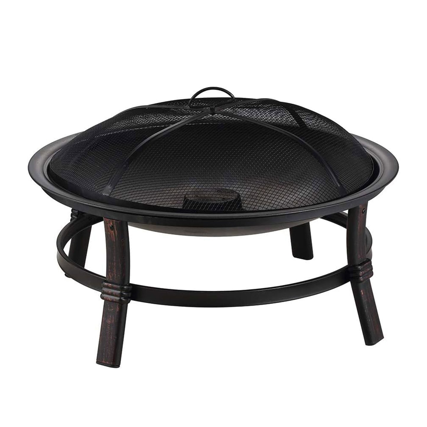 Wood Burning Fire Pit Bowl 29 Inch Outdoor Steel Fireplace with Spark Screen & Poker for Patio Backyard Deck Bonfire, Black