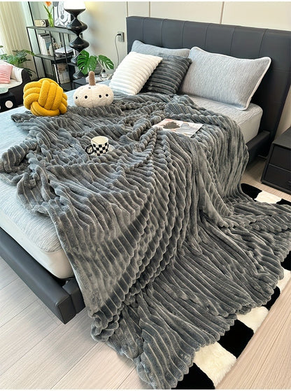 Fleece Blanket Double-Sided 3D Faux Rabbit Fur Throw – Ultra-Soft Thick 300-350g/m² for Home, Office, Travel & Camping, Multiple Sizes & Colors