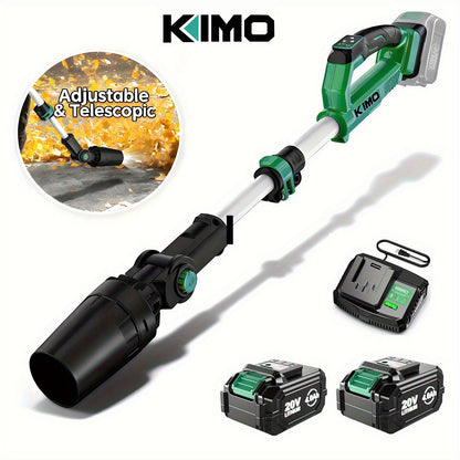 KIMO 20V Brushless Cordless Leaf Blower 650CFM 280MPH with 4000mAh Battery & Fast Charger, 31000RPM Turbo Motor, 3-Speed, Lightweight Handheld for Yard Patio Snow Blowing