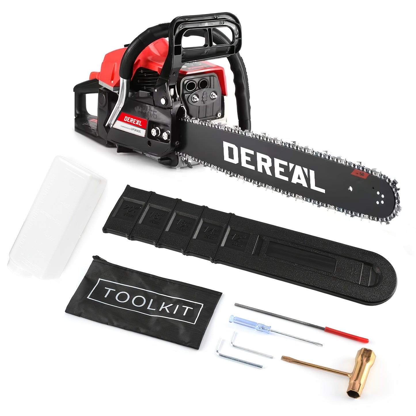 62CC Chainsaw Kit 20-Inch – 2-Stroke Gas Powered Logging Saw with Tool Kit, Oil Can & Bar Cover, Anti-Vibration Handle