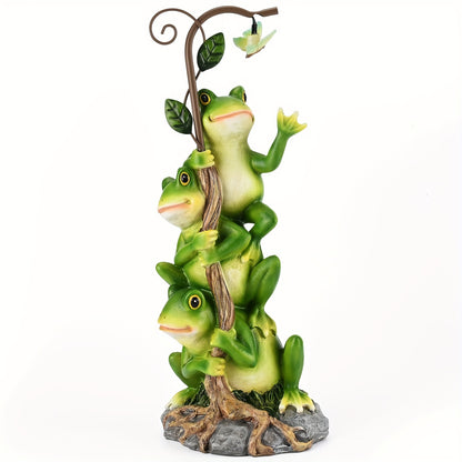 Solar Garden Frog Reading Statue Light, Resin Outdoor Lawn Decor, Yard & Patio Ornament, Auto On/Off LED, Whimsical Garden Gift