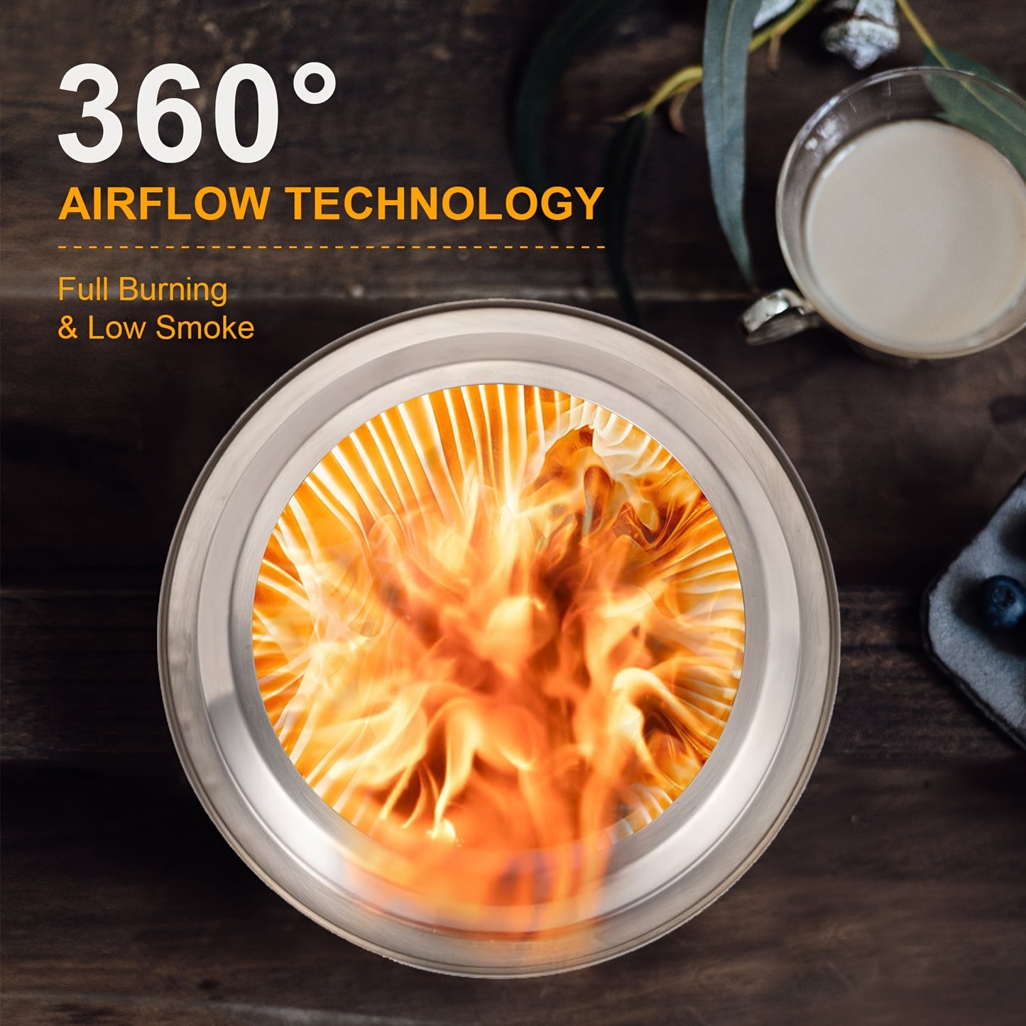 Tabletop Fire Pit 9.7x7 Inch Low Smoke Outdoor Patio Camping Stove Wood Pellet Burning with Fireproof Mat Travel Bag