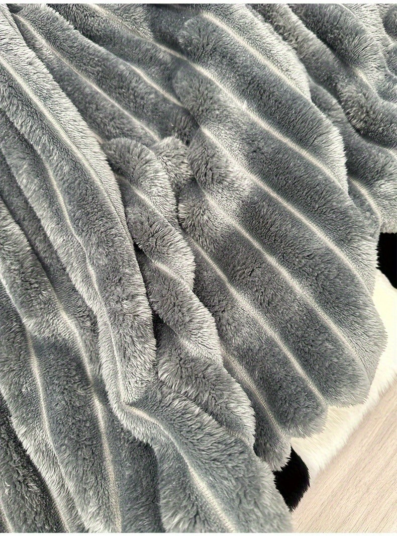 Fleece Blanket Double-Sided 3D Faux Rabbit Fur Throw – Ultra-Soft Thick 300-350g/m² for Home, Office, Travel & Camping, Multiple Sizes & Colors