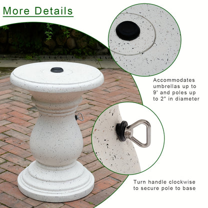 Outdoor Umbrella Side Table with Hole – Concrete Patio Table for Porch Poolside Picnic, Modern Durable Coffee Table